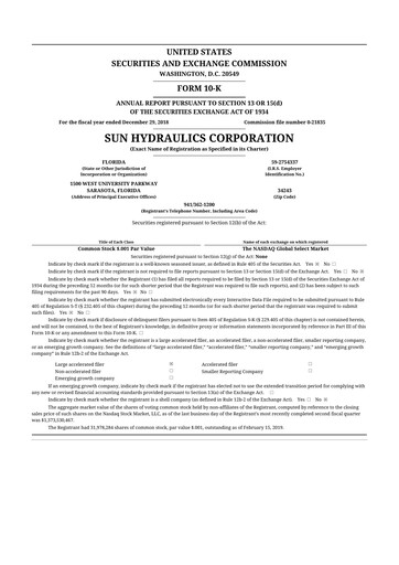 Thumbnail Helios Technologies 10-K Annual Report 2018