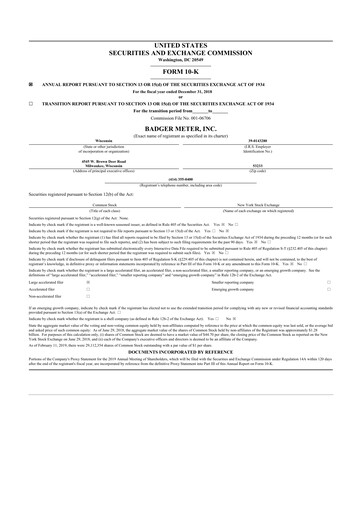 Vorschaubild Badger Meter
 10-K Jahresbericht 2018