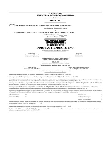 Thumbnail Dorman Products 10-K Annual Report 2018