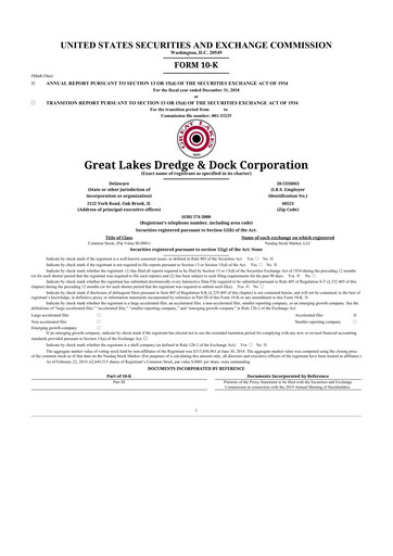 Thumbnail Great Lakes Dredge & Dock Corp. 10-K Annual Report 2018