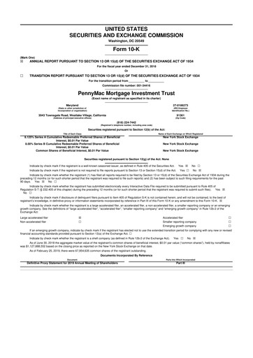 Thumbnail PennyMac Mortgage Investment Trust 10-K Annual Report 2018