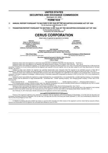 Thumbnail Cerus Corporation 10-K Annual Report 2018