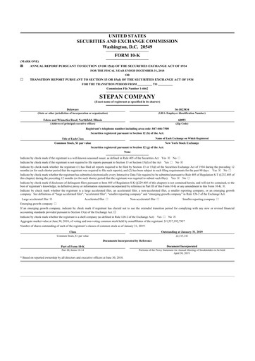 Thumbnail Stepan Company
 10-K Annual Report 2018