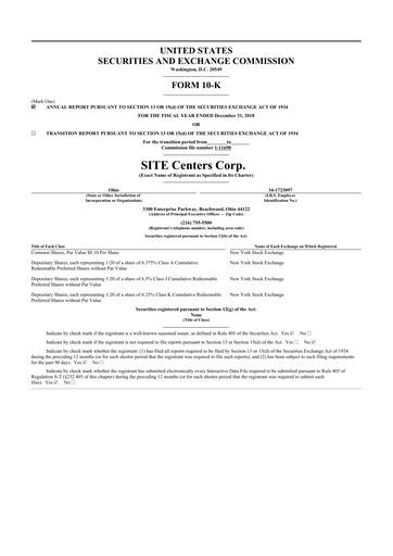 Thumbnail SITE Centers
 10-K Annual Report 2018