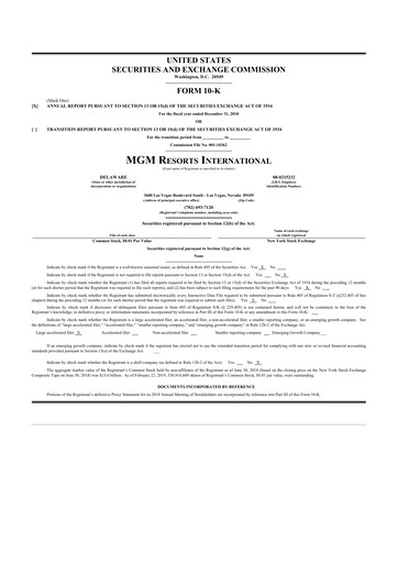 Thumbnail MGM Resorts

 10-K Annual Report 2018
