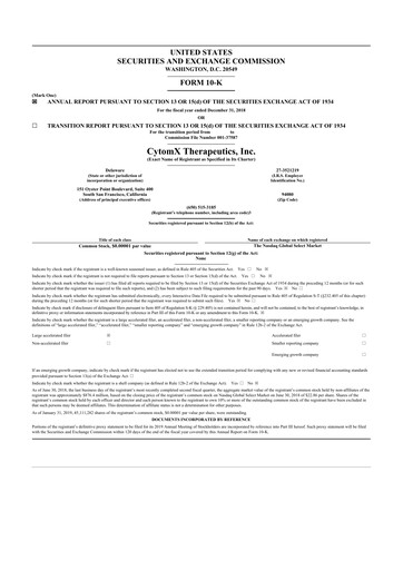 Vorschaubild CytomX Therapeutics
 10-K Jahresbericht 2018