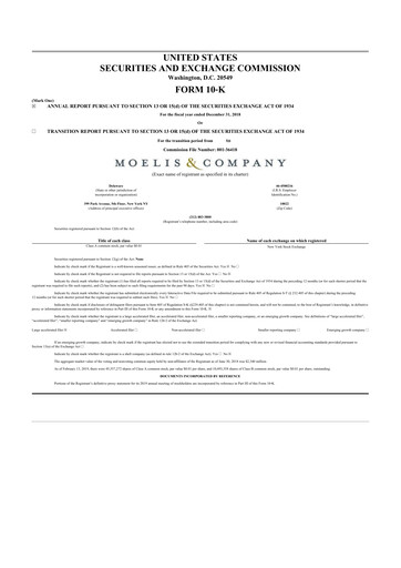 Thumbnail Moelis & Company 10-K Annual Report 2018