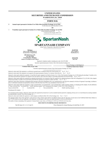 Thumbnail SpartanNash
 10-K Annual Report 2018