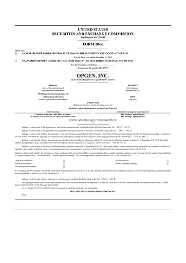 Thumbnail OpGen
 10-K Annual Report 2018