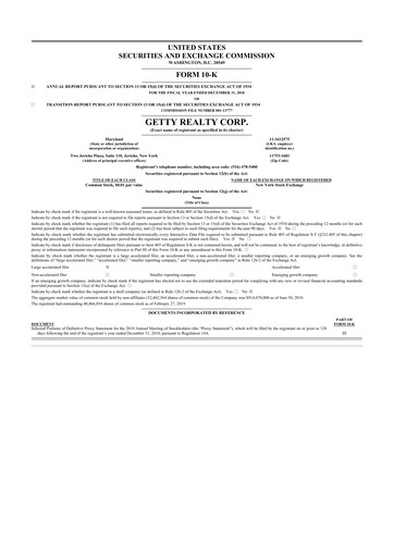 Thumbnail Getty Realty 10-K Annual Report 2018