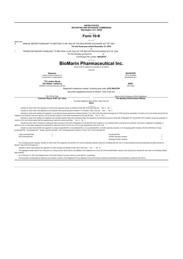 Thumbnail BioMarin Pharmaceutical 10-K Annual Report 2018