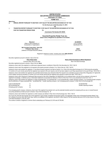 Thumbnail Essential Properties Realty Trust 10-K Annual Report 2018