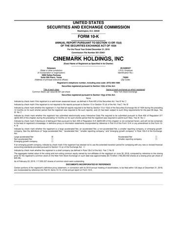 Thumbnail Cinemark Theatres
 10-K Annual Report 