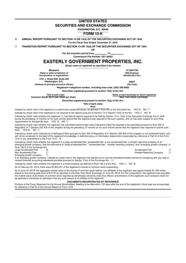 Vorschaubild Easterly Government Properties 10-K Jahresbericht 2018