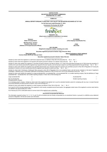 Thumbnail Freshpet 10-K Annual Report 2018