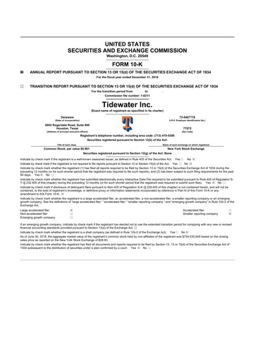 Thumbnail Tidewater 10-K Annual Report 2018