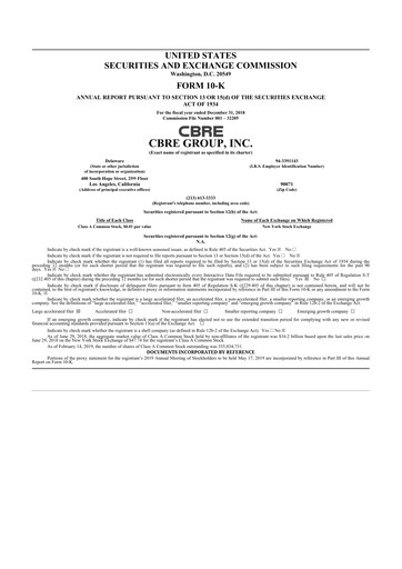 Thumbnail CBRE Group
 10-K Annual Report 2018