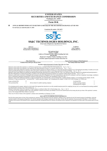 Thumbnail SS&C Technologies
 10-K Annual Report 2018