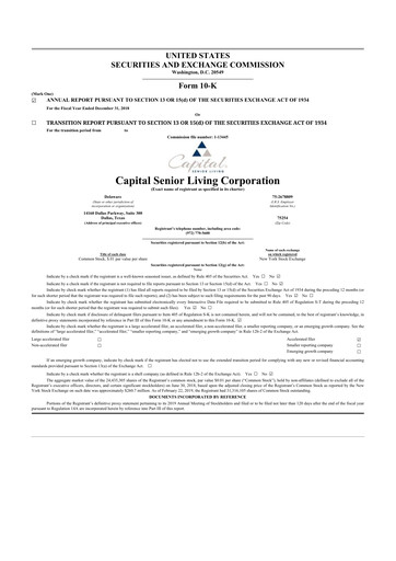 Vorschaubild Sonida Senior Living 10-K Jahresbericht 2018