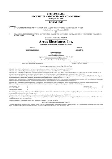 Thumbnail Arcus Biosciences
 10-K Annual Report 2018