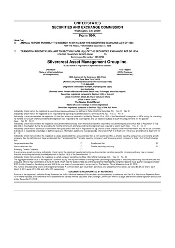 Thumbnail Silvercrest Asset Management Group 10-K Annual Report 2018