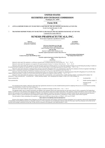 Thumbnail Viracta Therapeutics 10-K Annual Report 2018