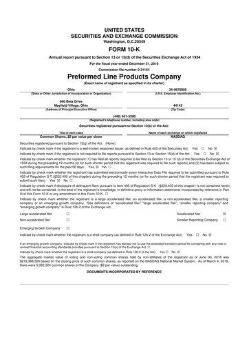 Vorschaubild Preformed Line Products 10-K Jahresbericht 2018