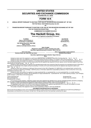 Thumbnail The Hackett Group

 10-K Annual Report 2018