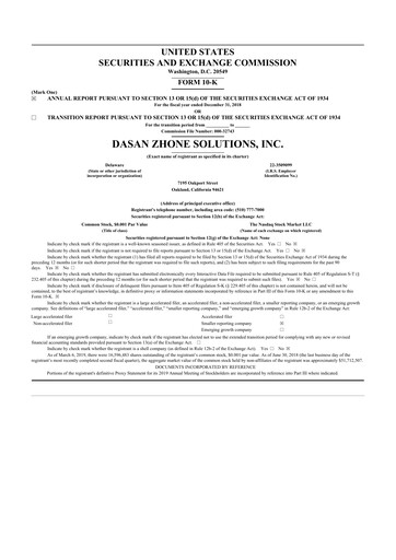 Thumbnail DZS Inc 10-K Annual Report 2018