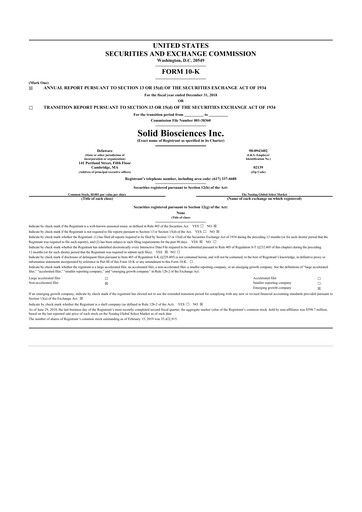 Miniature Solid Biosciences
 10-K Rapport annuel 2018