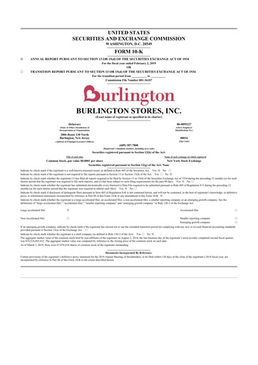 Thumbnail Burlington Stores 10-K Annual Report 2018