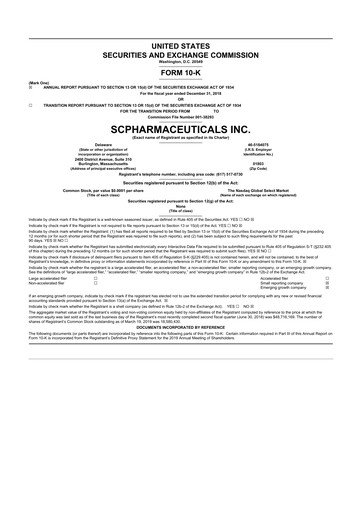 Thumbnail scPharmaceuticals 10-K Annual Report 2018