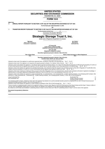 Thumbnail SmartStop Self Storage REIT 10-K Annual Report 2018