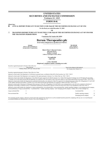 Thumbnail Iterum Therapeutics 10-K Annual Report 2018