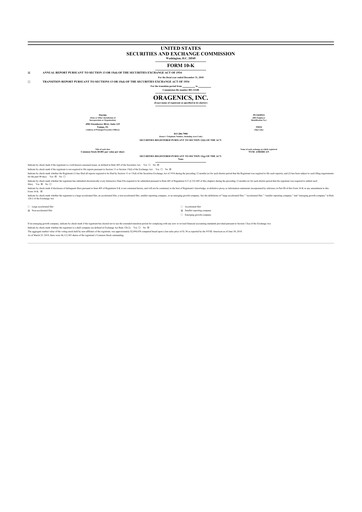 Vorschaubild Oragenics 10-K Jahresbericht 2018