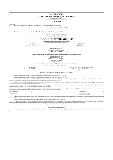 Thumbnail Global Self Storage 10-K Annual Report 2018