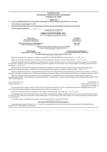 Thumbnail Urban Outfitters
 10-K Annual Report 2019