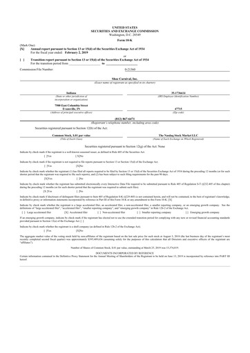 Thumbnail Shoe Carnival
 10-K Annual Report 2018