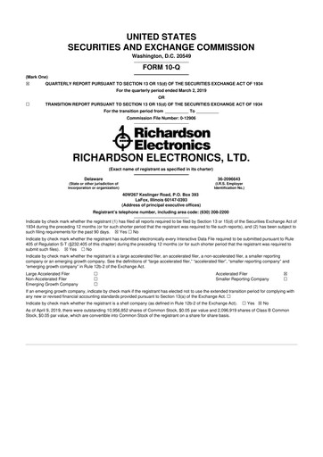 Thumbnail Richardson Electronics 10-Q Quarterly Report FY2019 