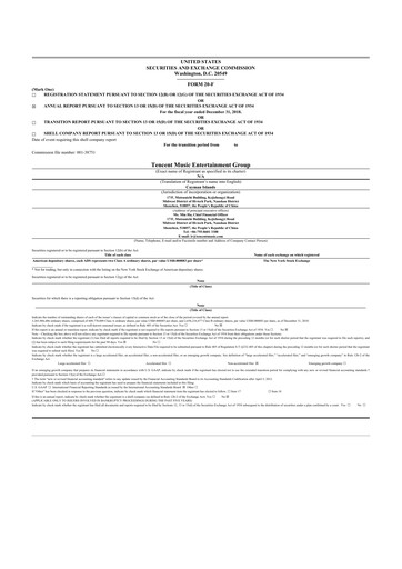 Thumbnail Tencent Music Entertainment 20-F Annual Report 2018