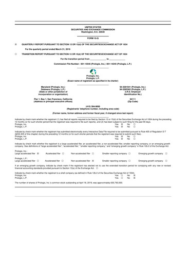 Thumbnail Prologis 10-Q Quarterly Report FY2019 