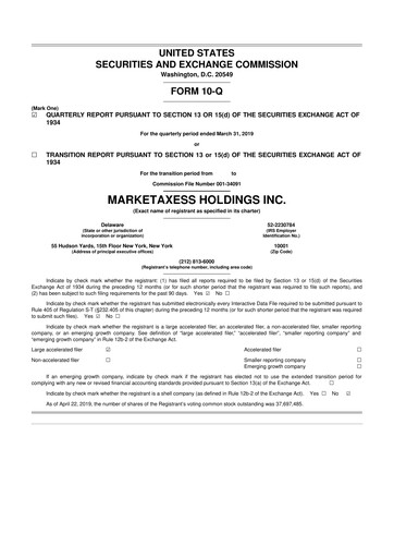Thumbnail MarketAxess
 10-Q Quarterly Report FY2019 