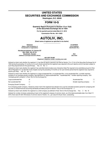 Vorschaubild Autoliv 10-Q Quartalsbericht 2019 