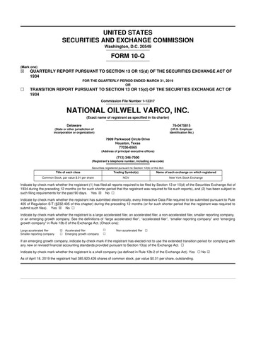 Thumbnail NOV 10-Q Quarterly Report FY2019 