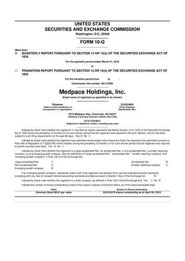 Vorschaubild Medpace 10-Q Quartalsbericht 2019 