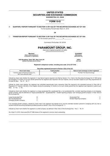 Thumbnail Paramount Group 10-Q Quarterly Report FY2019 