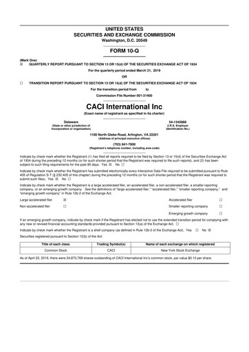 Thumbnail CACI International Inc 10-Q Quarterly Report FY2019 