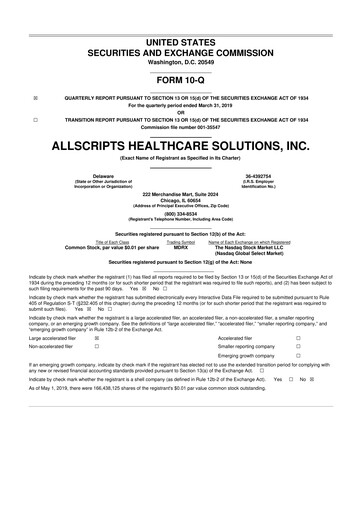 Thumbnail Veradigm 10-Q Quarterly Report FY2019 