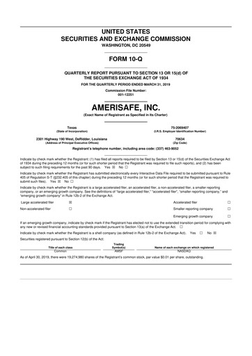 Thumbnail AMERISAFE 10-Q Quarterly Report FY2019 