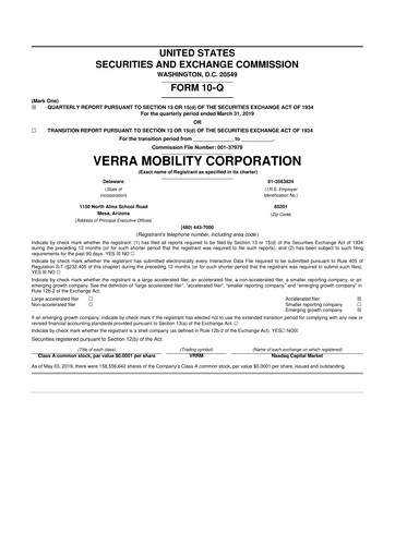 Thumbnail Verra Mobility 10-Q Quarterly Report FY2019 